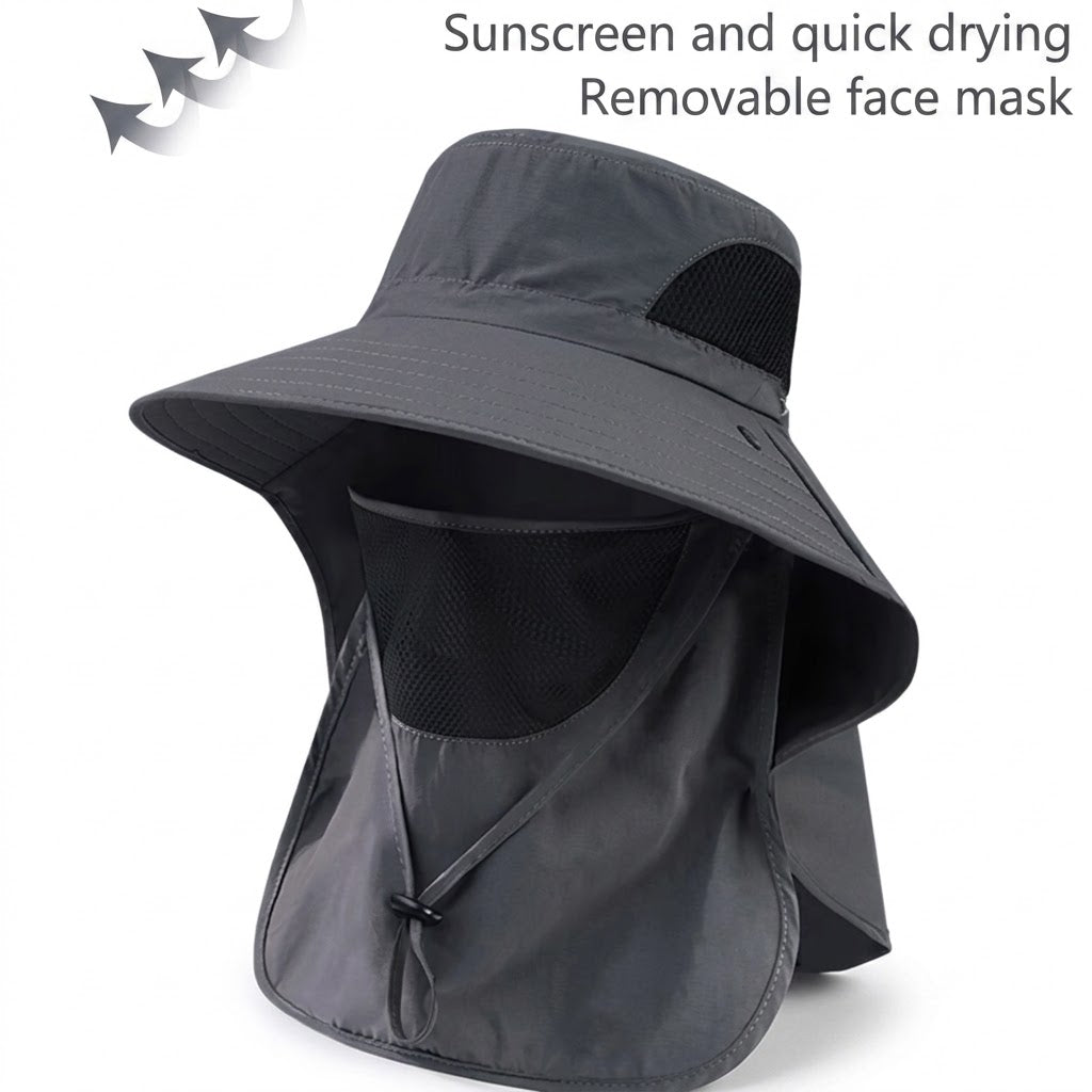 Unisex Fisherman Sun Hat with Wide Brim & Neck Flap UV Protection Outdoor Hats