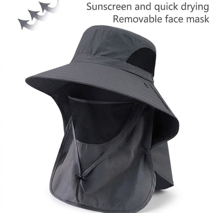 Unisex Fisherman Sun Hat with Wide Brim & Neck Flap UV Protection Outdoor Hats