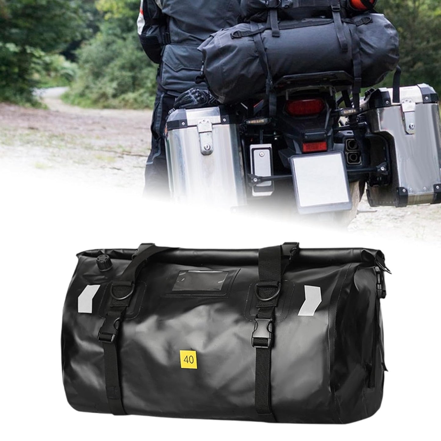 Adventure Waterproof Motorcycle Tail Bag – 40L/66L Heavy-Duty Tarpaulin Dry Duffle Bag for Touring