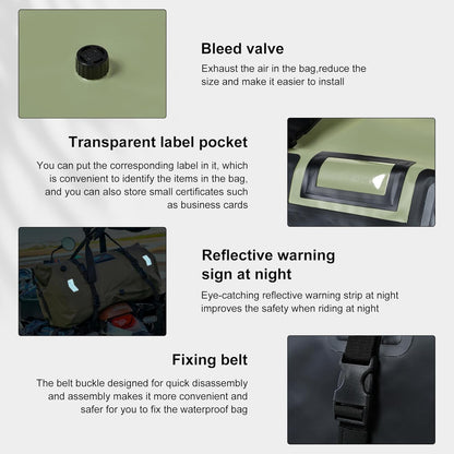 Adventure Waterproof Motorcycle Tail Bag – 40L/66L Heavy-Duty Tarpaulin Dry Duffle Bag for Touring