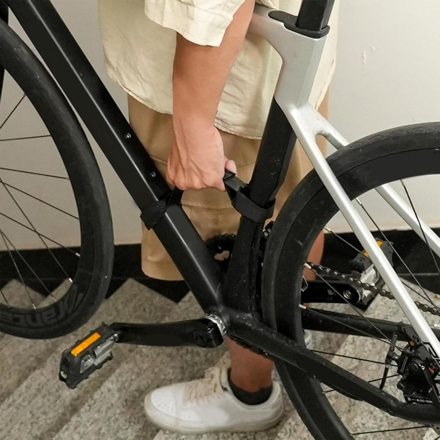 Heavy-Duty Bicycle Frame Carrying Handle – High-Strength Nylon Lifter Strap for Stairs & Commuting