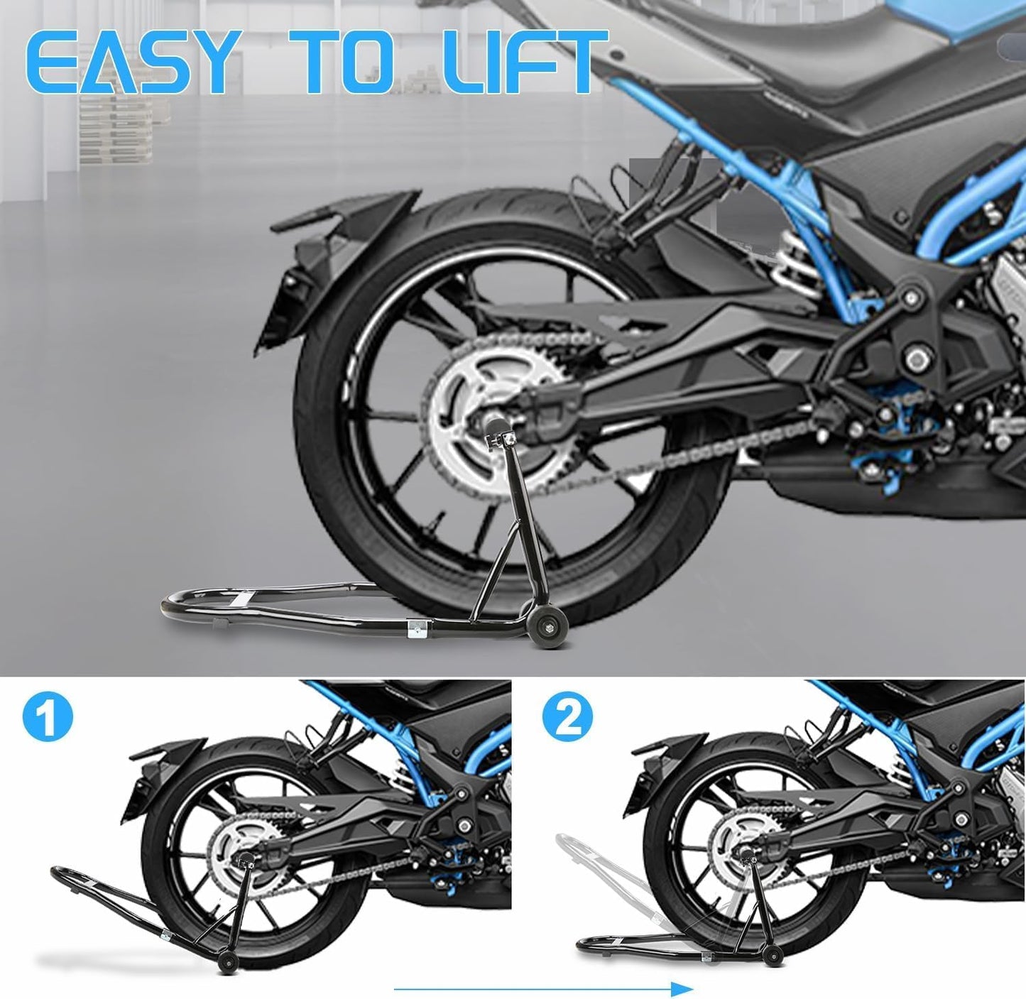 Heavy-Duty Motorcycle Paddock Stand – The "No-Wobble" Wheel Lift
