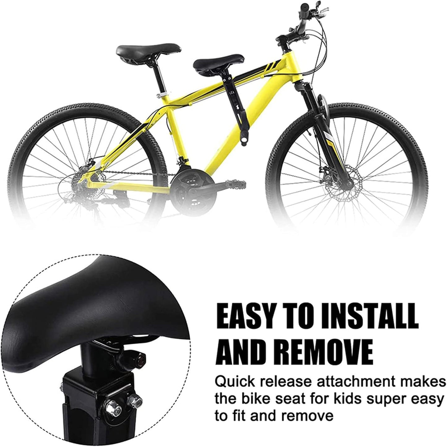 Front-Mount Kids Mountain Bike Seat & Handlebar Set – Quick-Release Adjustable Child Carrier