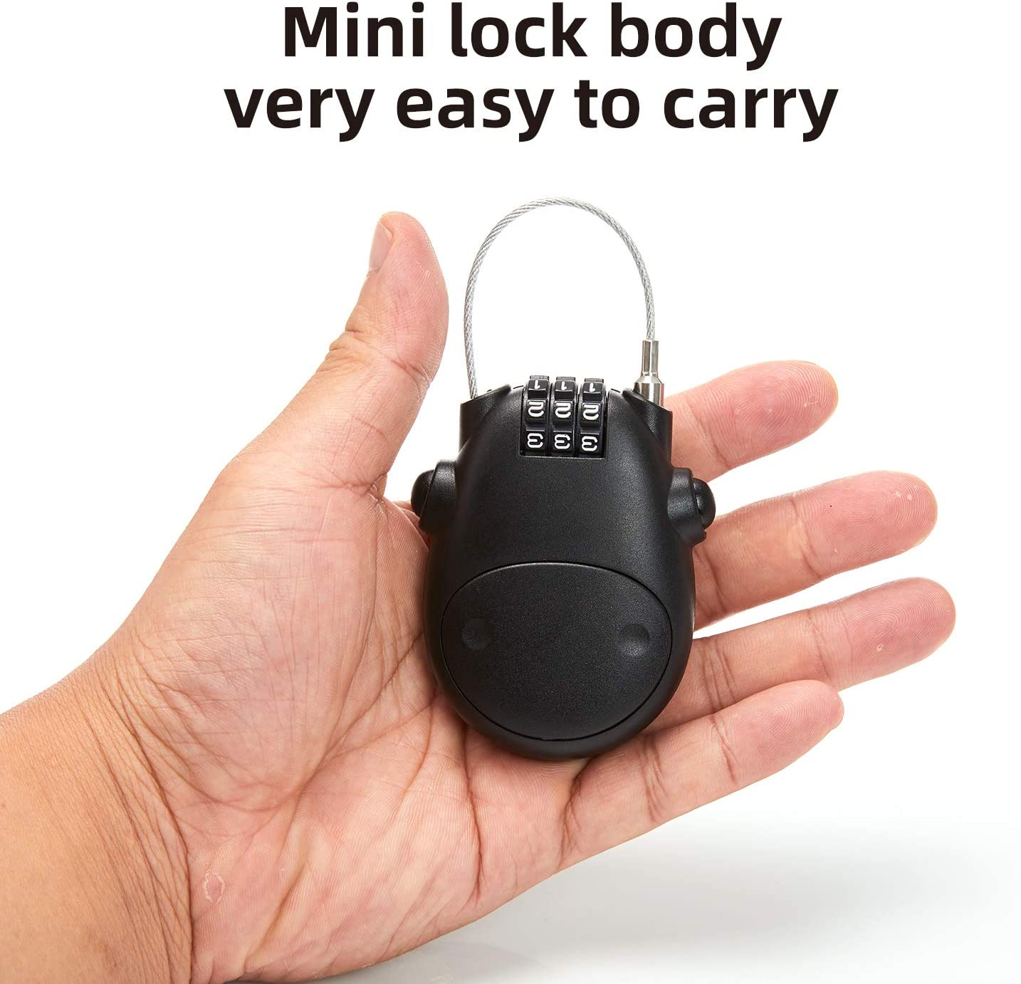 Retractable Mini Cable Lock – 3-Digit Combination, 80cm Steel Wire | Secure Helmets, Bicycles, Strollers & Luggage