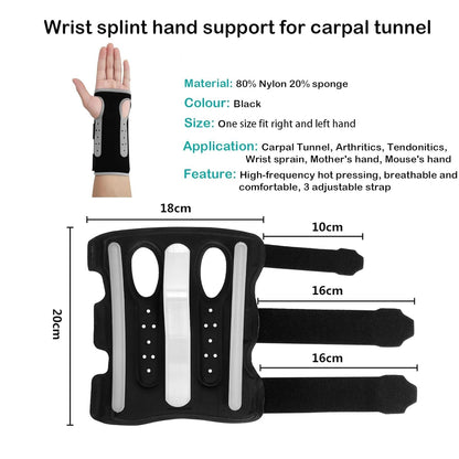 Breathable Wrist Brace - Carpal Tunnel & Night Sleep Support with Metal Splint