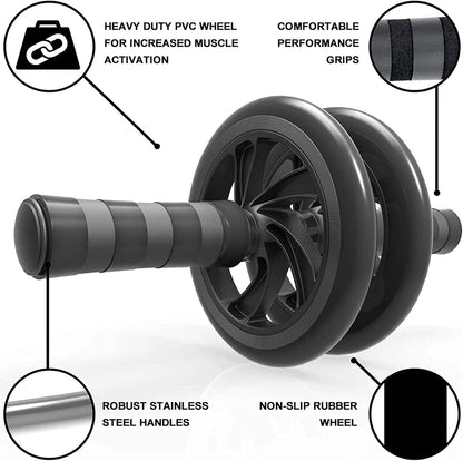 Heavy-Duty Abs Roller Wheel with Bonus Non-Slip Knee Mat | Core & Abdominal Workout Equipment