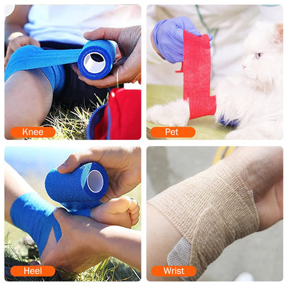 Self-Adhesive Cohesive Tape (Set of 5 Rolls) – High-Elasticity Athletic Wrap & Multi-Purpose Grip Tape