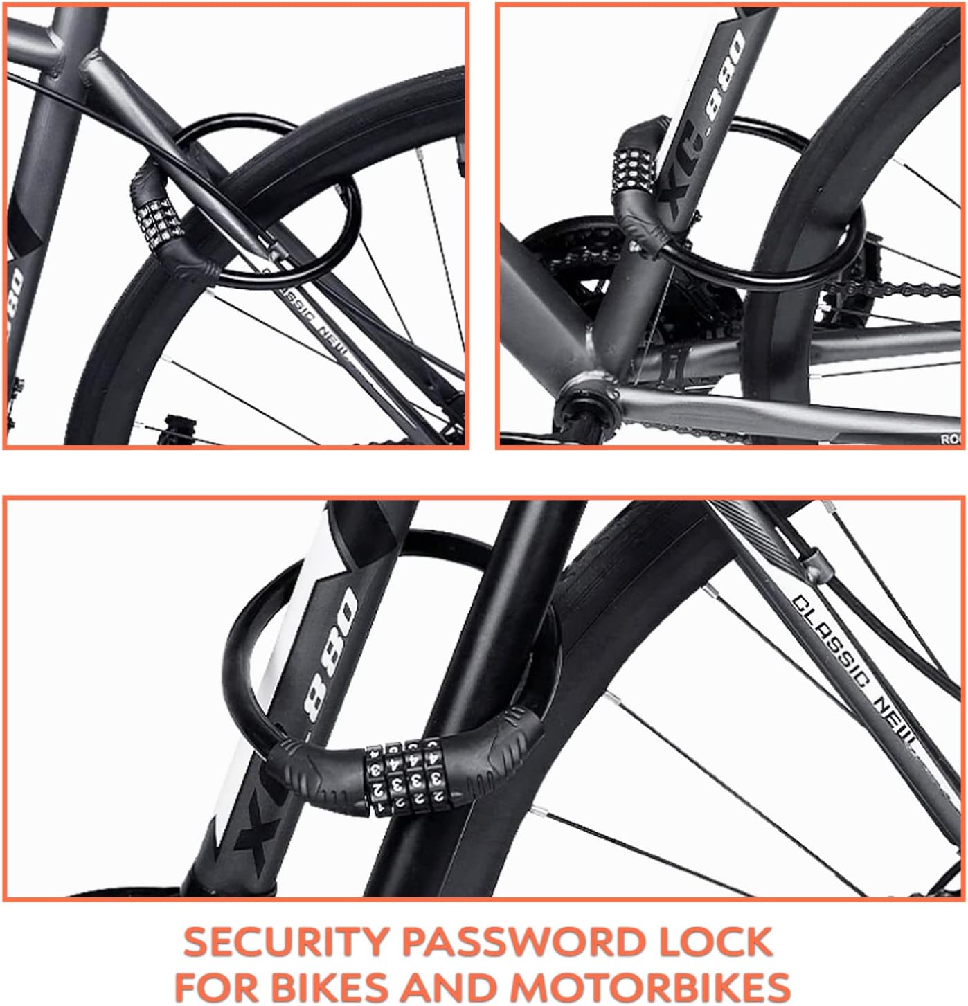 4-Digit Combination Bike Lock – High Security Manganese Steel Cable