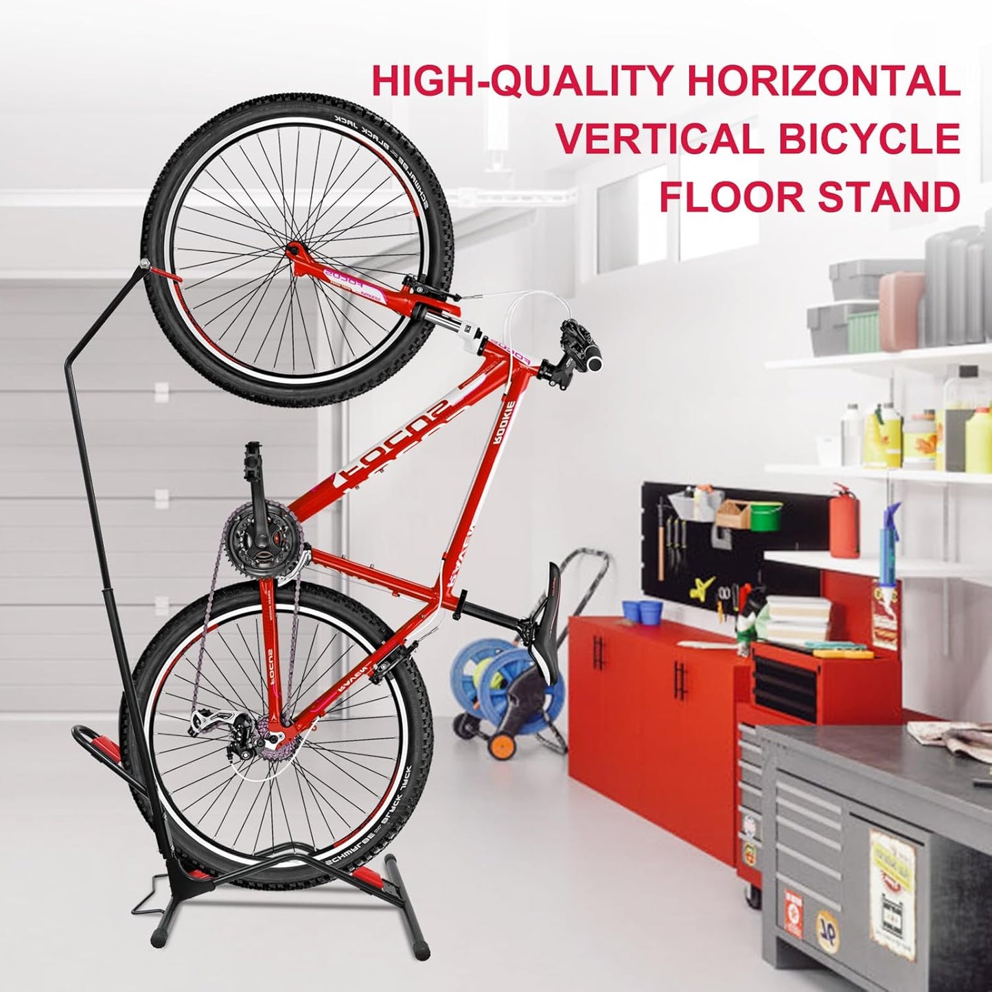 Freestanding Vertical Bike Stand – 2-in-1 Upright & Horizontal Bicycle Floor Storage Rack