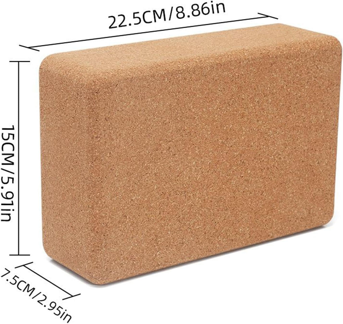 Premium Solid Cork Yoga Block | High-Density Anti-Slip Pilates Brick for Stretching & Balance