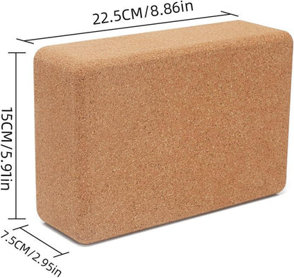 Premium Solid Cork Yoga Block | High-Density Anti-Slip Pilates Brick for Stretching & Balance