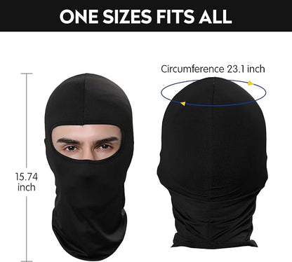 Breathable Black Balaclava Full Face Mask | UV Protection Motorcycle Helmet Liner | Cooling Riding Gear for Singapore Weather