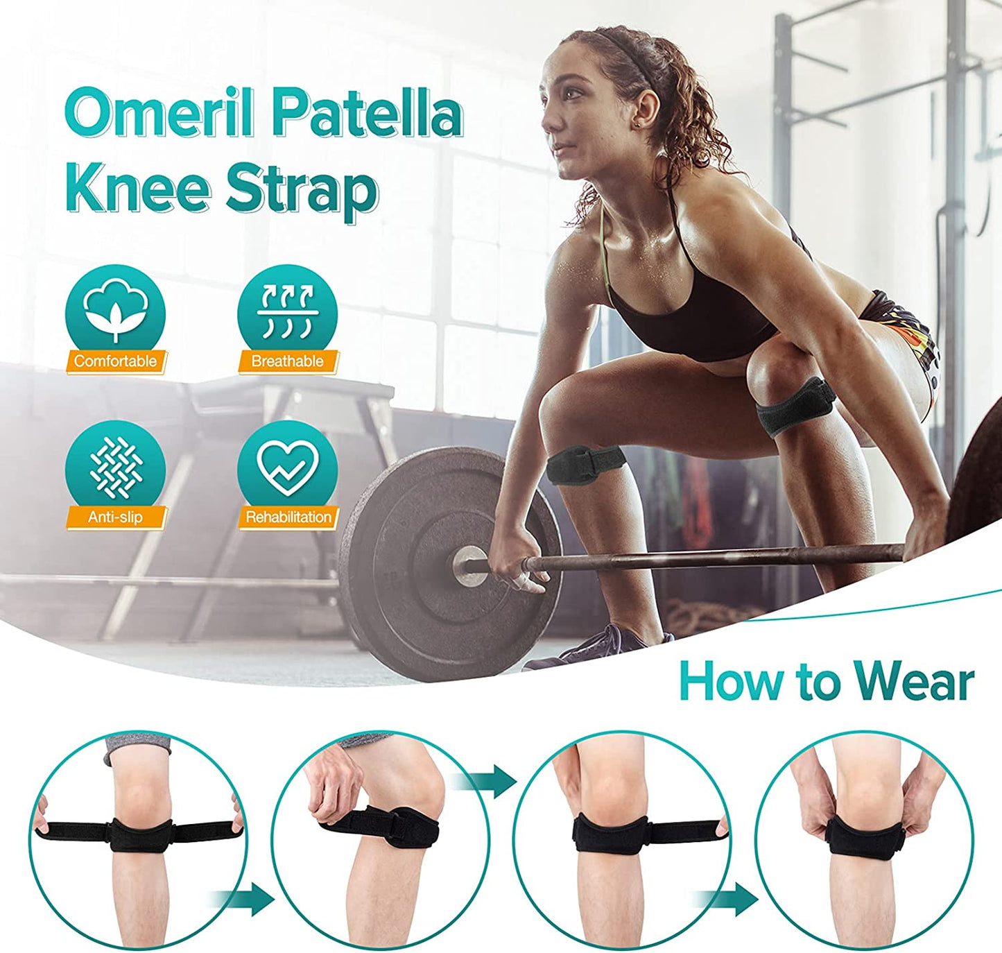 Single Strap Patella Knee Band | Adjustable Knee Support for Walking & Running | Patellar Tendon Support Strap for Pain Relief
