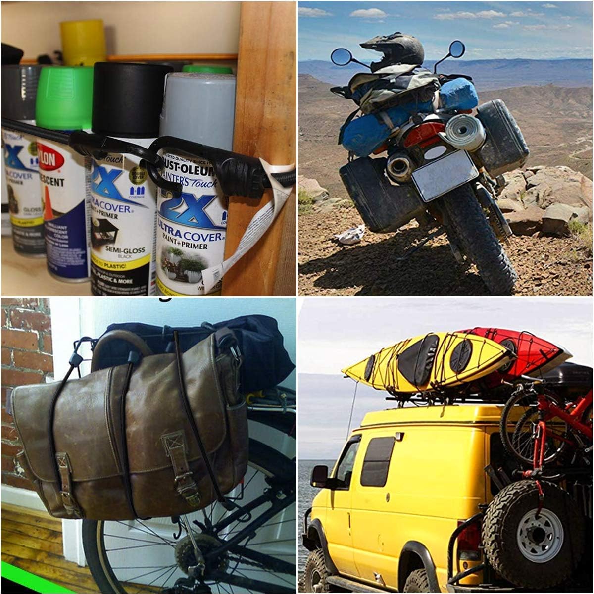 Heavy Duty Bungee Cords – UV Resistant Tie-Downs with Dual-Lock Hooks