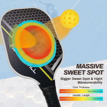 Beginners Elite Pickleball Paddle – 225g Lightweight Fiberglass Racquet with Noise-Reducing Honeycomb Core