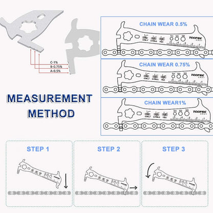 Toopre 5-in-1 Precision Bicycle Chain Checker – Wear Indicator & Multi-Function Gauge Tool