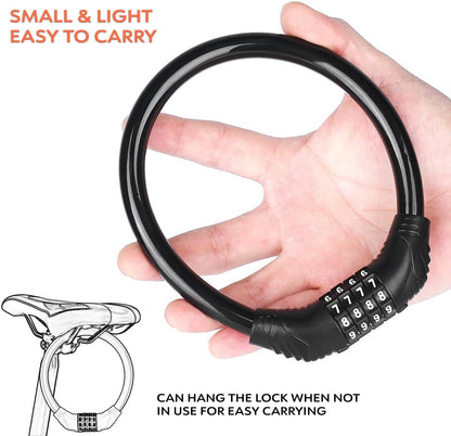 4-Digit Combination Bike Lock – High Security Manganese Steel Cable