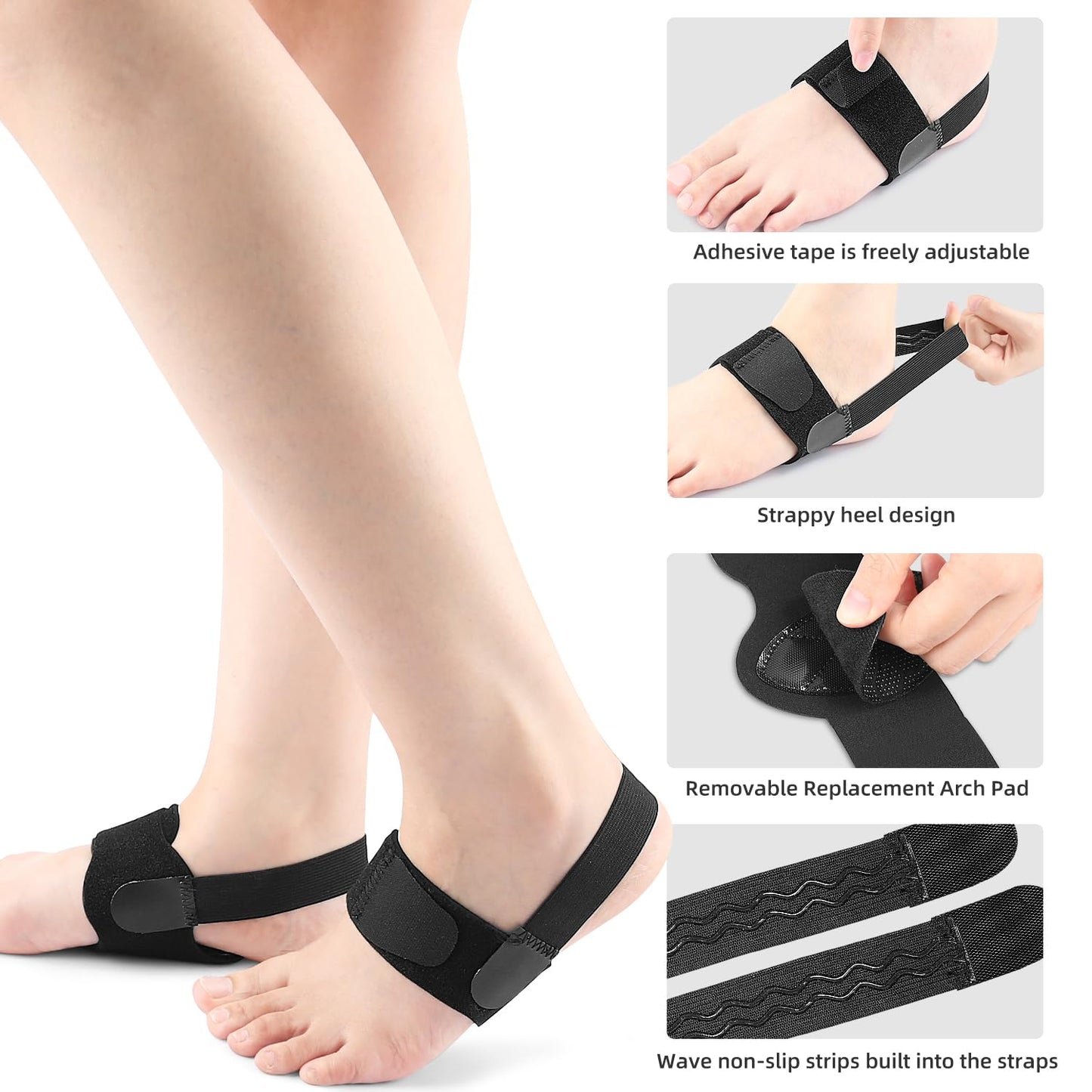 Professional Arch Support Braces | No-Slip Heel Strap Design for Flat Feet & High Arch Relief