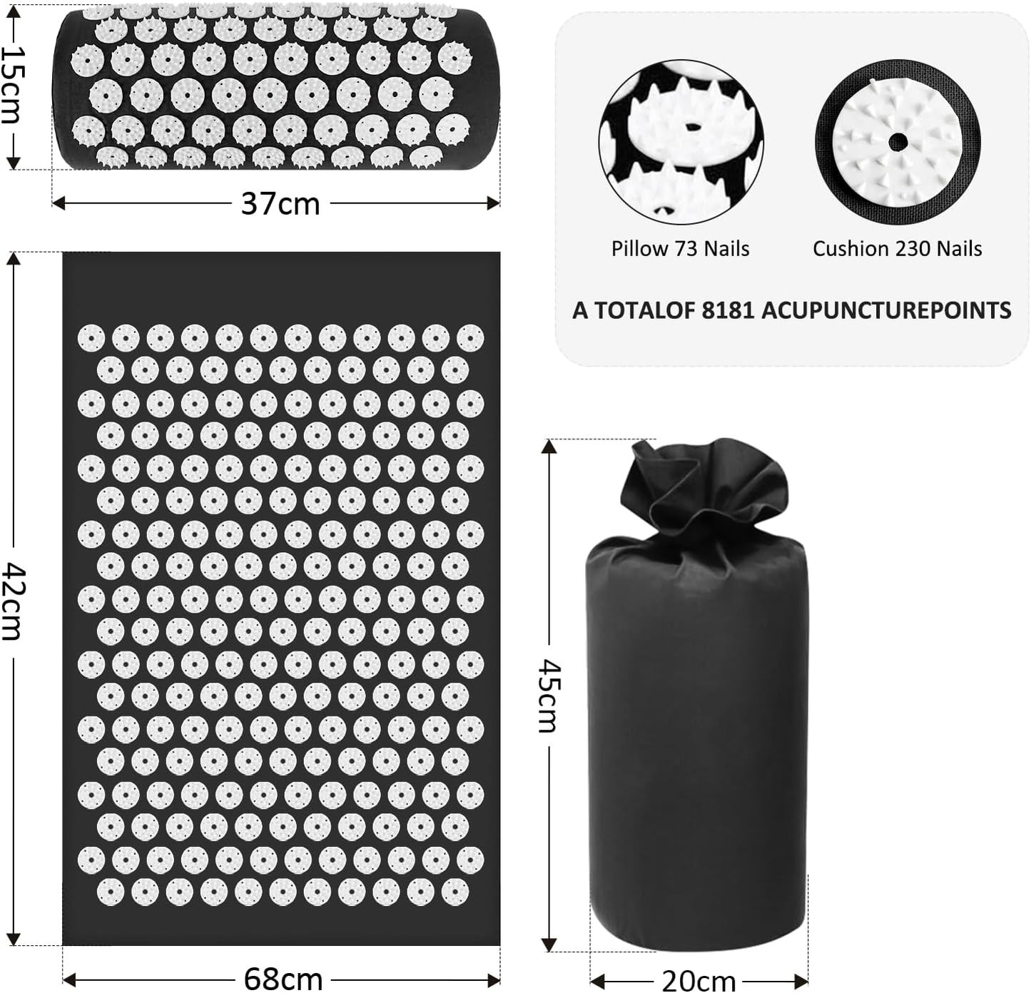Premium Wellness Massage Mat & Pillow Set – High-Density Spike Yoga Mat for Body Relaxation & Muscle Tension Release