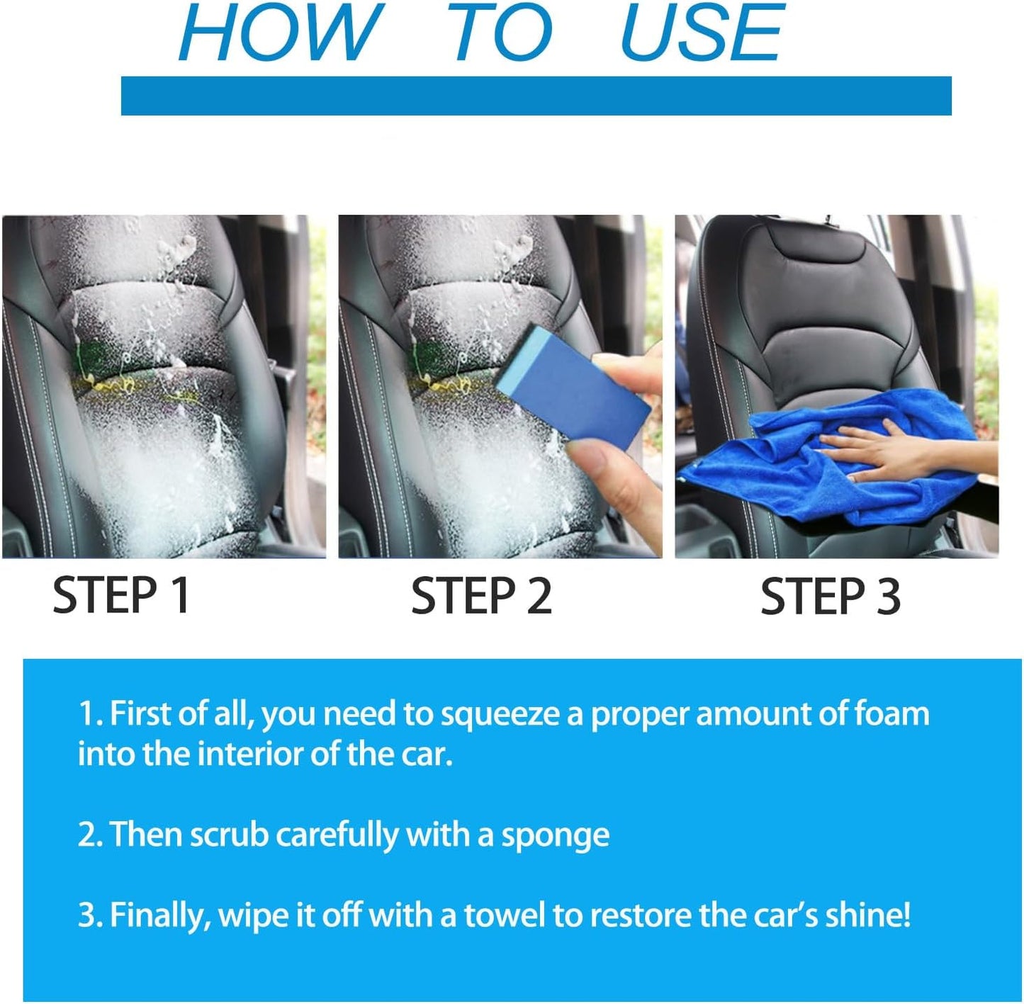 OGAS 150ml Multi-Purpose Interior Foam Cleaner – Multifunctional No-Rinse Stain Remover
