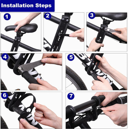 Front-Mount Kids Mountain Bike Seat & Handlebar Set – Quick-Release Adjustable Child Carrier