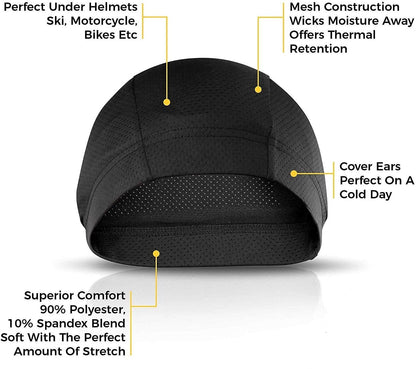 Performance Skull Cap & Helmet Liner – Ultra-Soft Moisture-Wicking Cooling Beanie for Cycling, Running & Gym | One Size Fits All