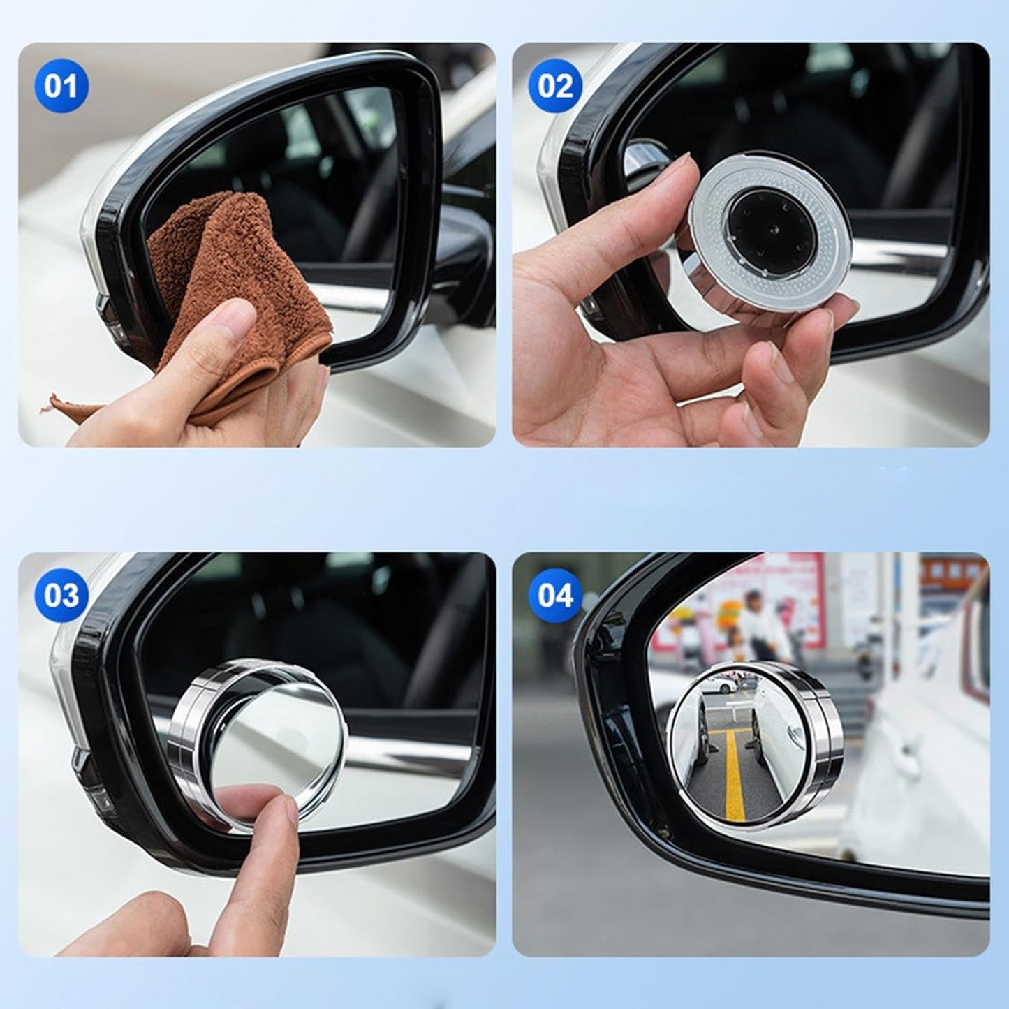2-Piece HD Blind Spot Mirror Set - 360° Adjustable Wide Angle Side View Mirror with Suction Cup
