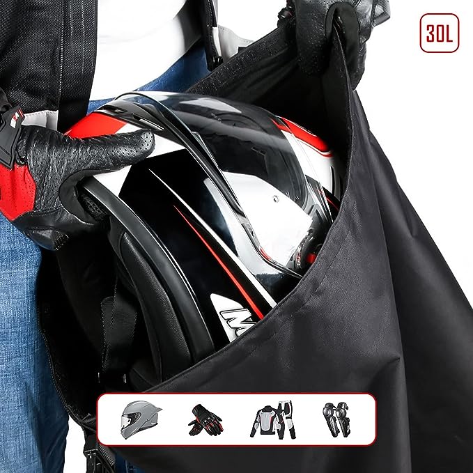 30L Lockable Motorcycle Helmet Bag – Waterproof Oxford Fabric Storage Pouch | 3-Digit Combination Lock & Compact Carry Pouch