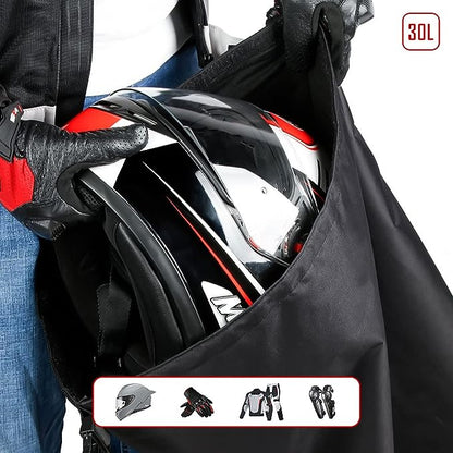 30L Lockable Motorcycle Helmet Bag – Waterproof Oxford Fabric Storage Pouch | 3-Digit Combination Lock & Compact Carry Pouch