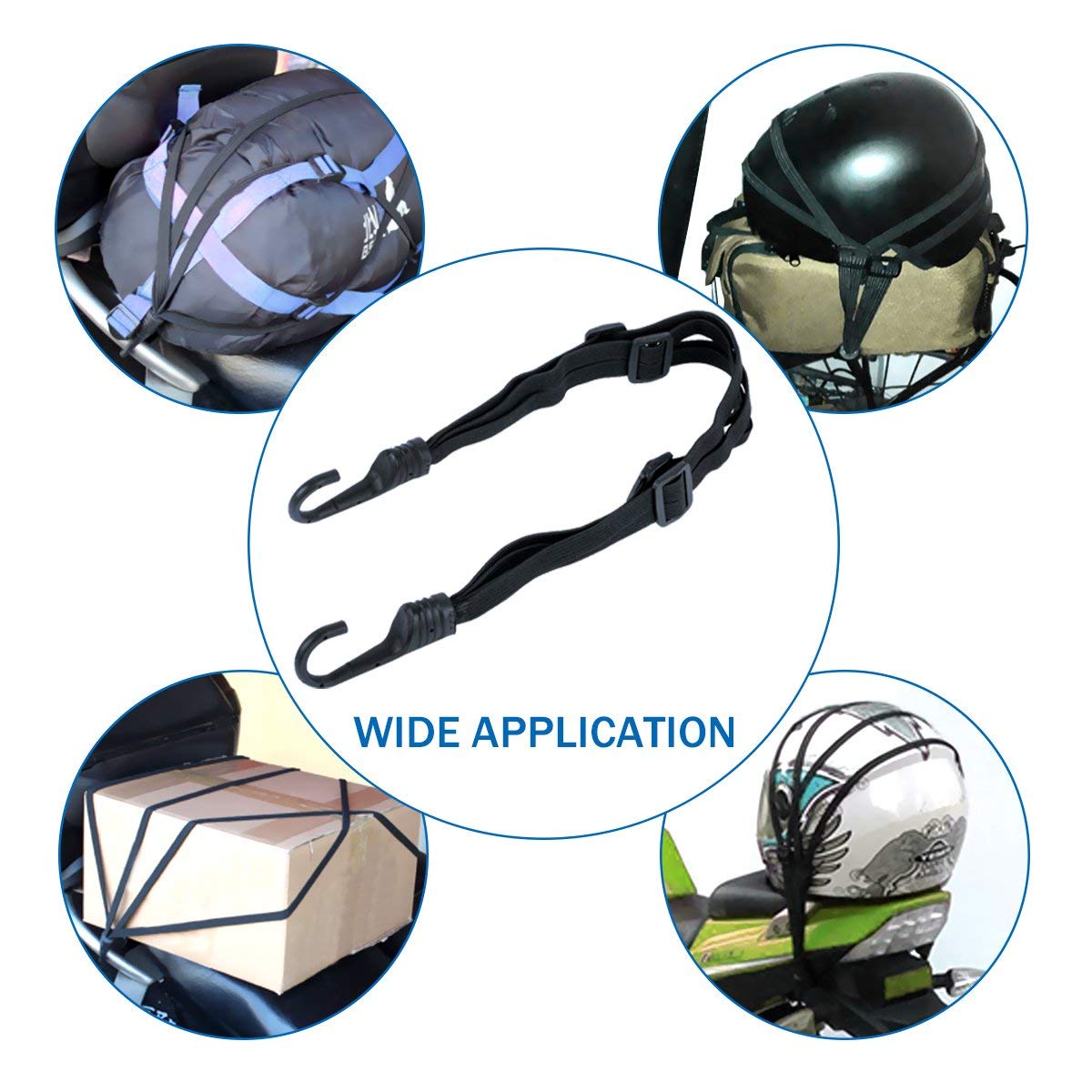 High-Elasticity Motorcycle Helmet Bungee Cord – Adjustable Luggage Rope with S-Hooks (60cm/90cm) | Secure Helmets, Raincoats & Gear