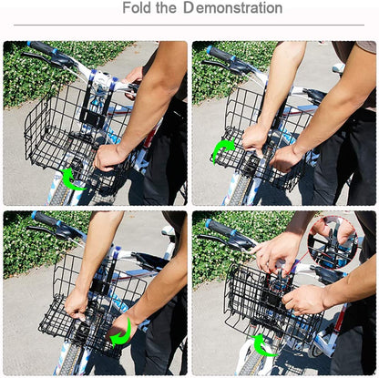 Heavy-Duty Folding Bicycle Basket – Quick-Release Steel Basket for Groceries & Commuting (20kg Capacity)