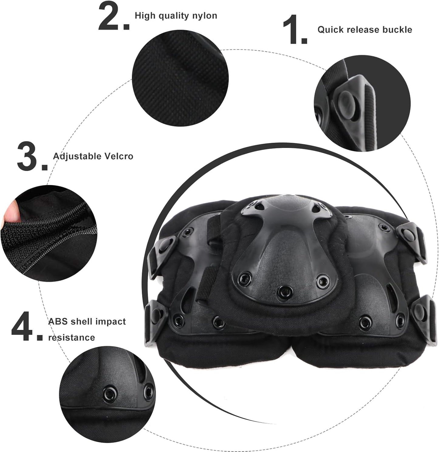 Ergonomic Knee & Elbow Guard Set – High-Impact Protection with Quick-Release Knobs