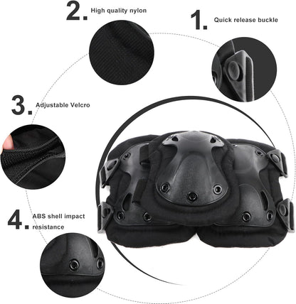 Ergonomic Knee & Elbow Guard Set – High-Impact Protection with Quick-Release Knobs