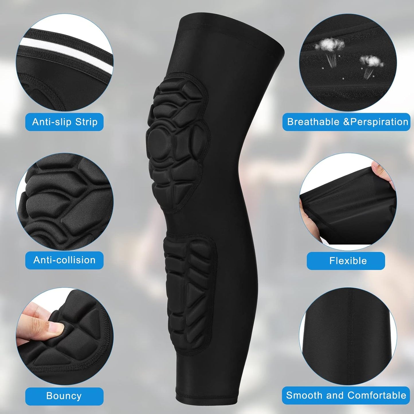 T2P Padded Knee Compression Sleeves Long Leg Sleeve Protection Knee Pad Knee Cushions
