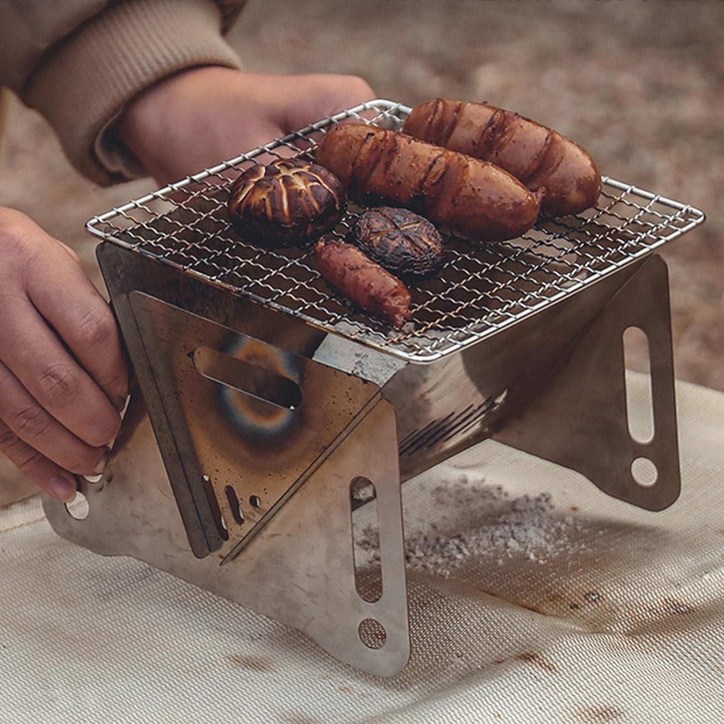 Portable Folding BBQ Grill – Compact Stainless Steel Charcoal Camping Stove