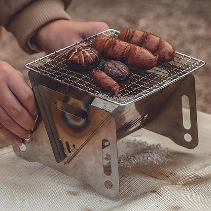 Portable Folding BBQ Grill – Compact Stainless Steel Charcoal Camping Stove