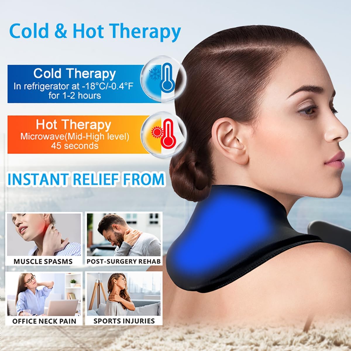 Neck & Shoulder Pain Relief – Reusable Hot & Cold Gel Wrap