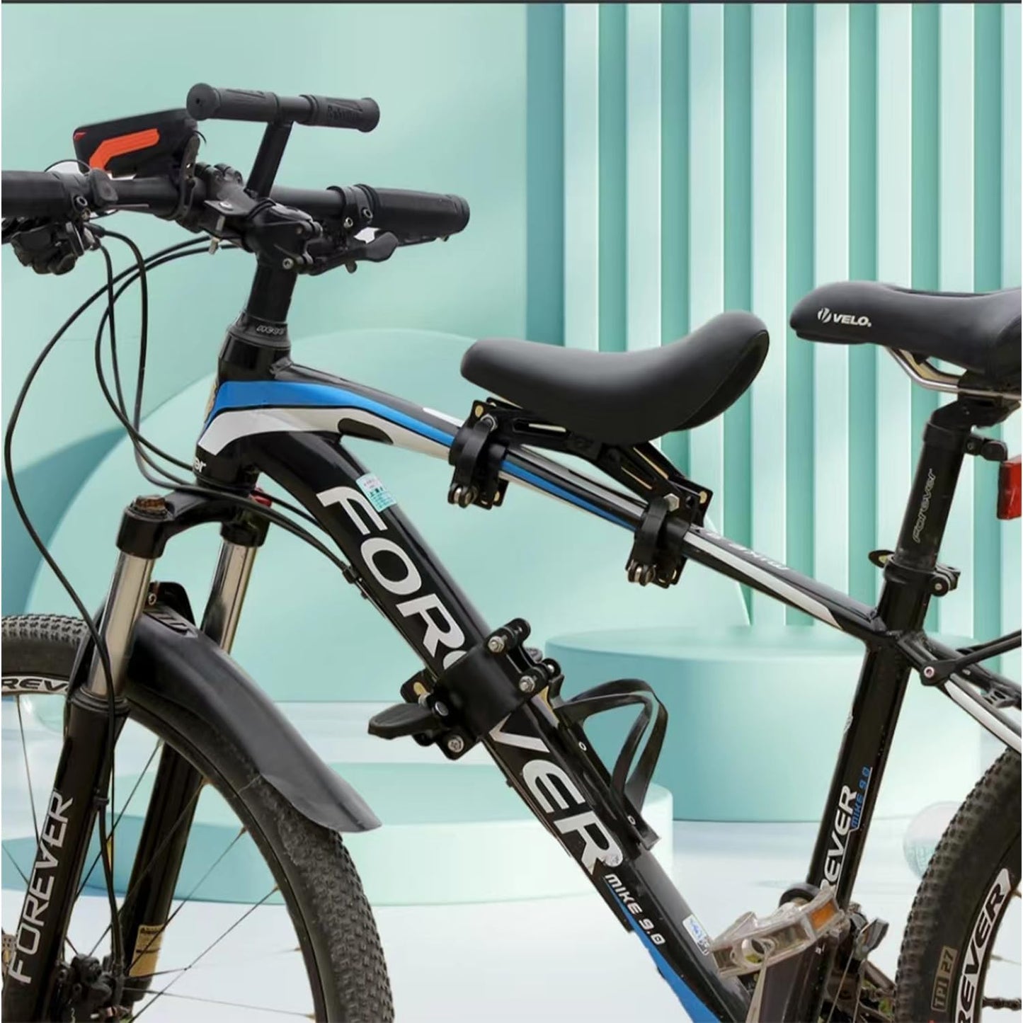 Front-Mounted Child Bicycle Seat with Handlebars & Pedals