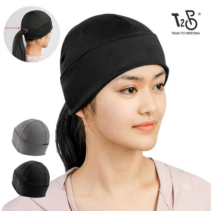 Skull Cap with Ponytail Hole Braid Hole Head Cap Winter Running Beanie Hat Cold Weather Sports