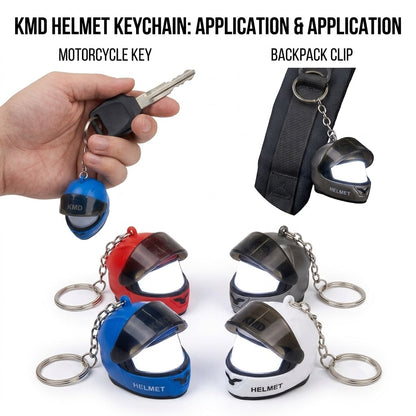 LED Motorcycle Helmet Keychain & Mini Flashlight – Creative Flip-Visor Keyring & Bag Night Light