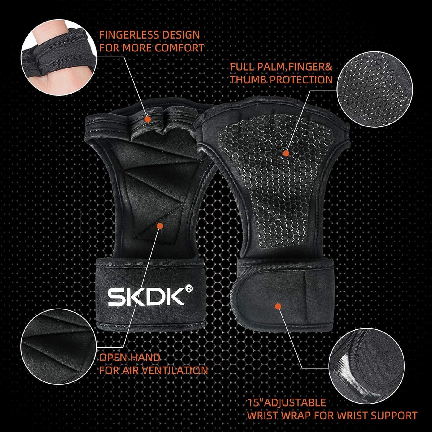 SKDK Weight Lifting Gloves – Full Palm Protection & Wrist Support
