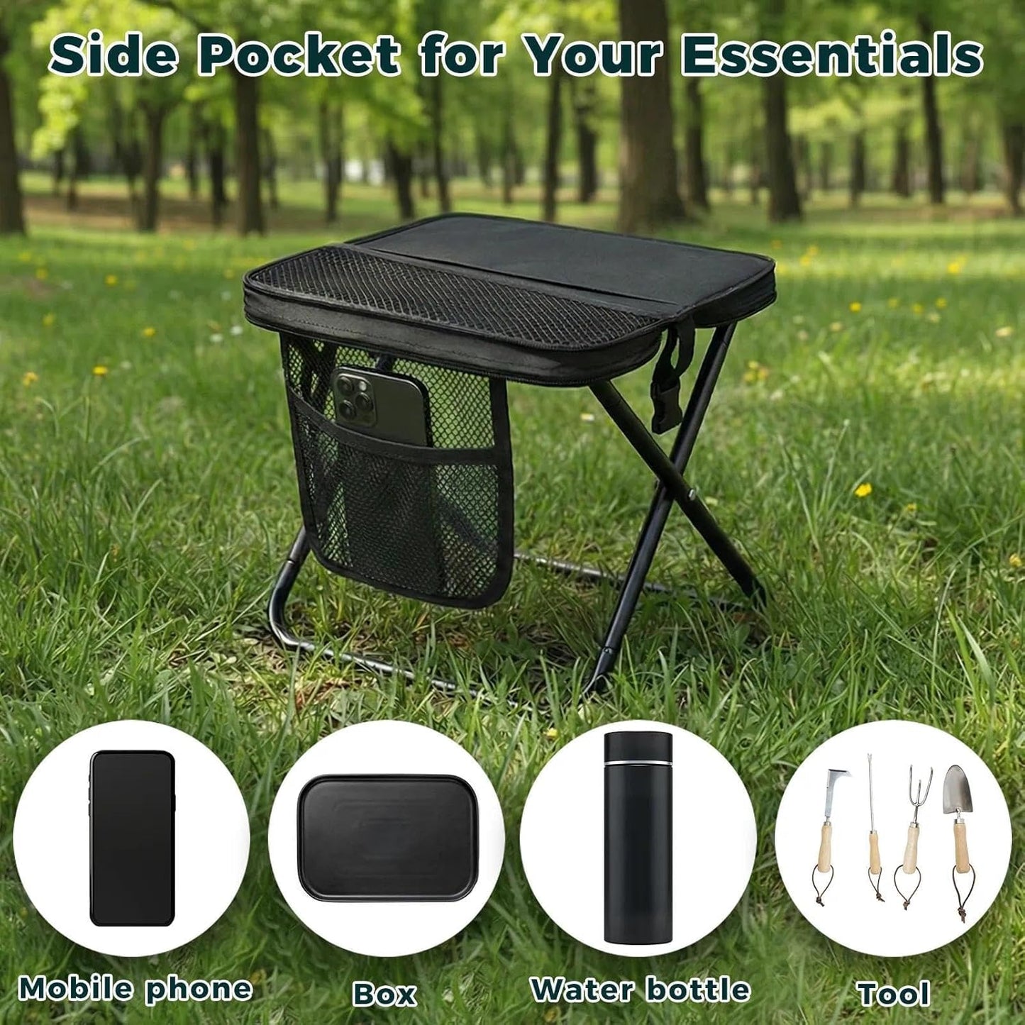 2-in-1 Portable Folding Stool & Crossbody Sling Bag – Ultralight 0.75kg Outdoor Chair (120kg Heavy Duty Capacity)