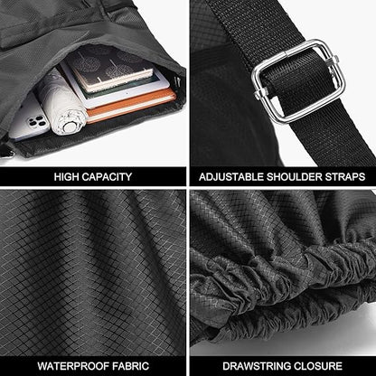 Water Repellent Drawstring Helmet Bag – Portable 24L Motorcycle Backpack for Full Face Helmets & Basketballs