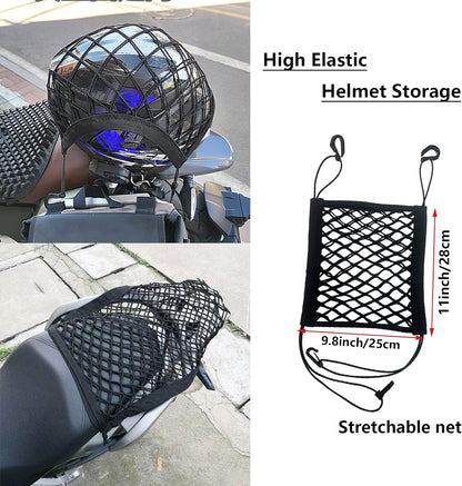 Double-Layer Cargo Net with Storage Pocket – Universal Motorcycle Organizer