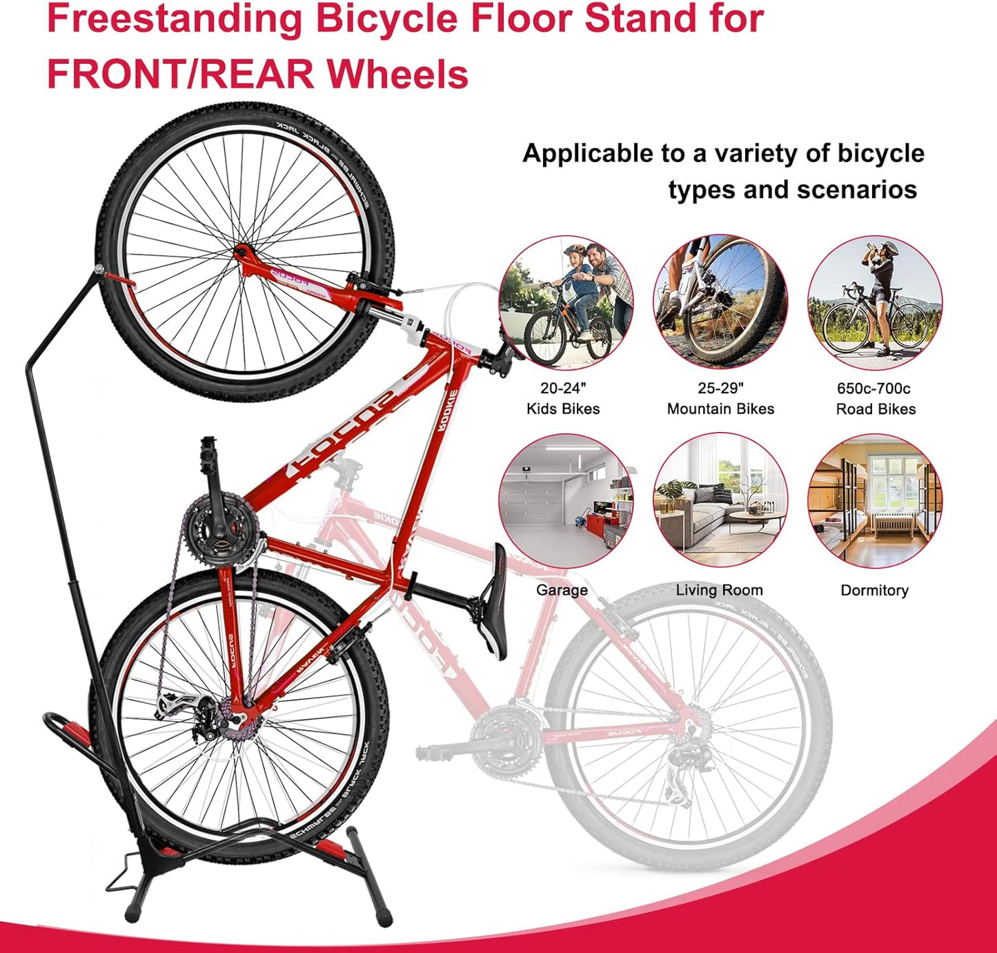 Freestanding Vertical Bike Stand – 2-in-1 Upright & Horizontal Bicycle Floor Storage Rack