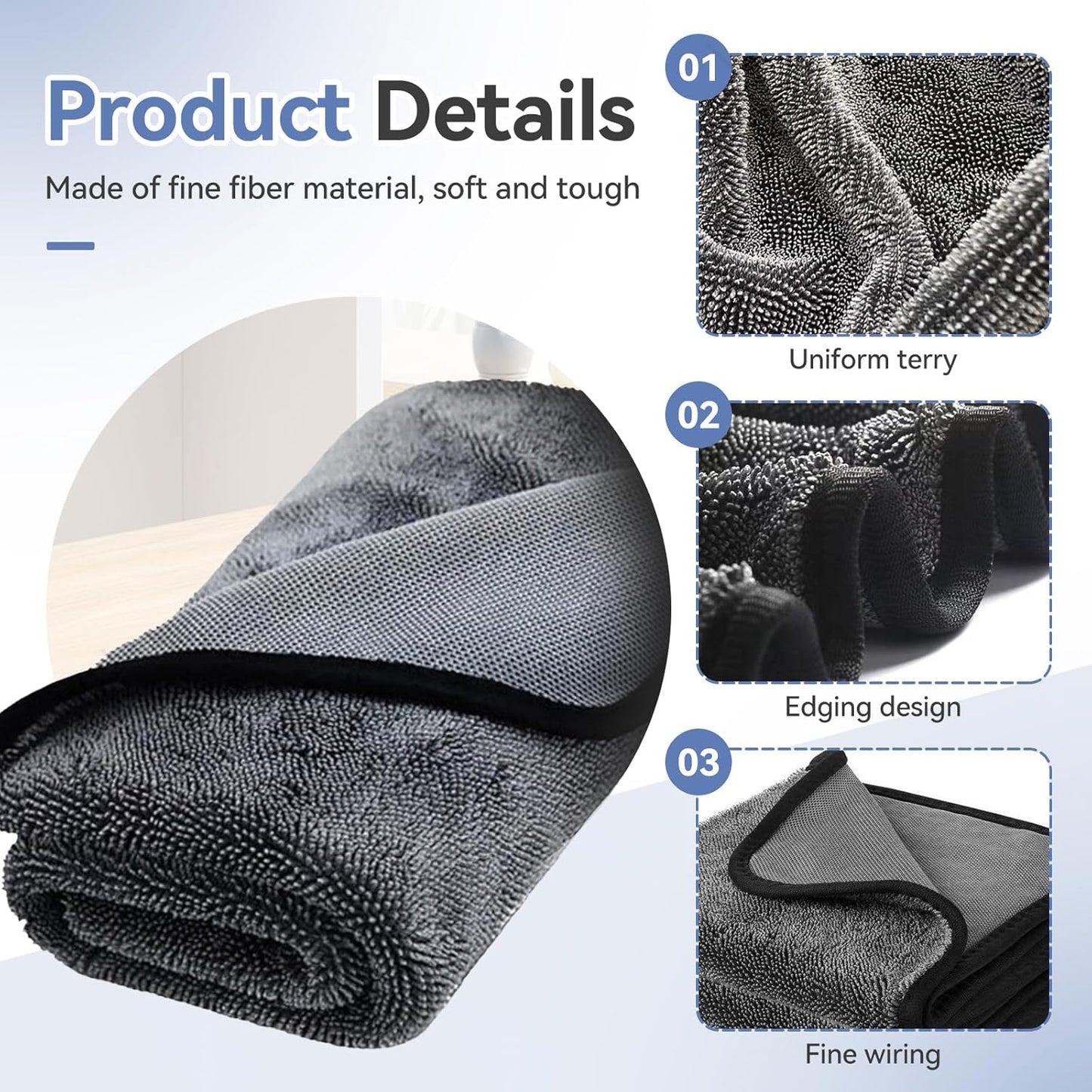 T2P Extra Large Absorbant Monster Microfibre Towel – Ultra Thick Professional Car Wash & Bike Detailing Drying Cloth