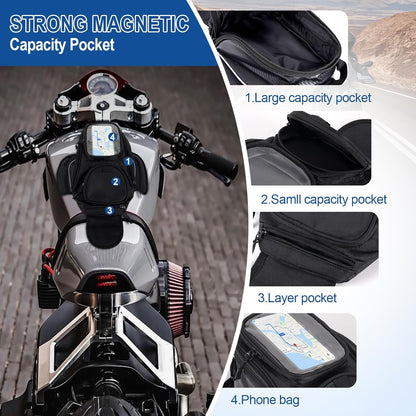 Magnetic Motorcycle Tank Bag – Heavy Duty Oxford with Phone Pocket