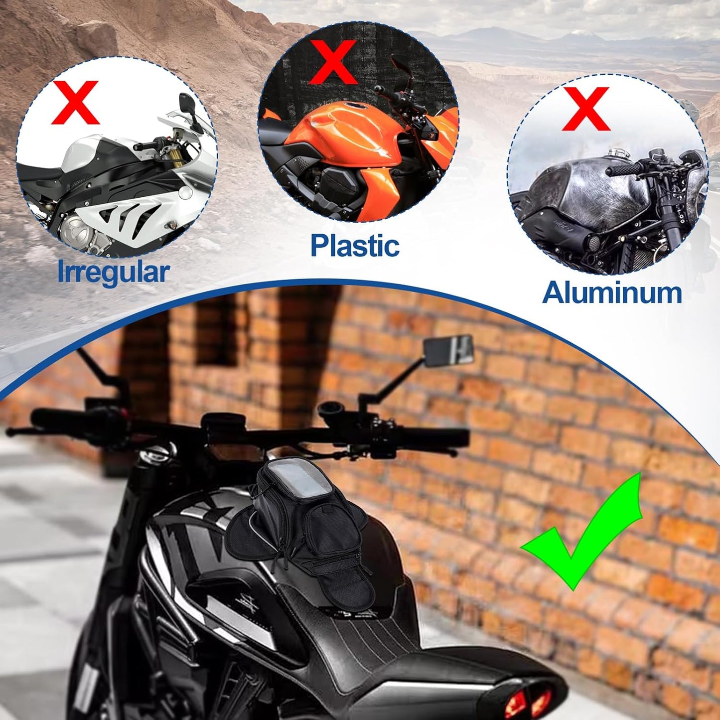 Magnetic Motorcycle Tank Bag – Heavy Duty Oxford with Phone Pocket