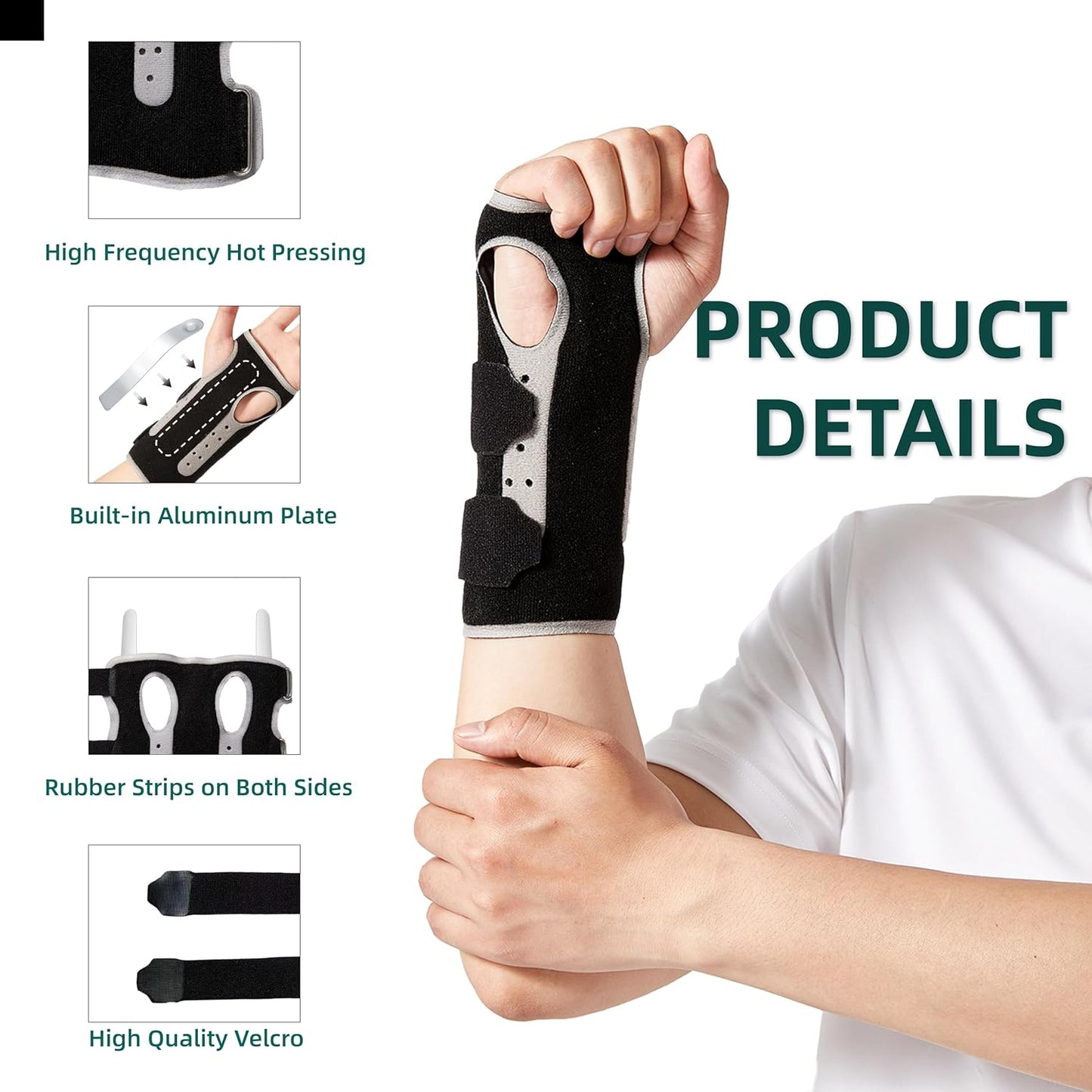 Breathable Wrist Brace - Carpal Tunnel & Night Sleep Support with Metal Splint
