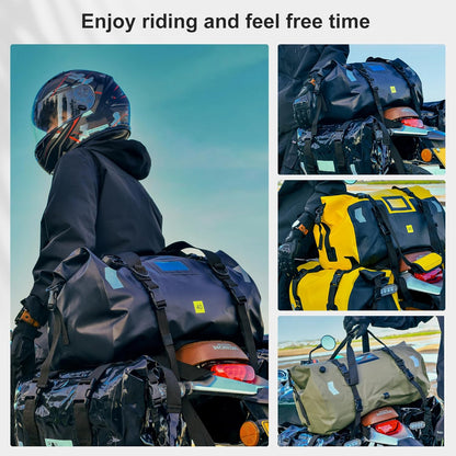 Adventure Waterproof Motorcycle Tail Bag – 40L/66L Heavy-Duty Tarpaulin Dry Duffle Bag for Touring